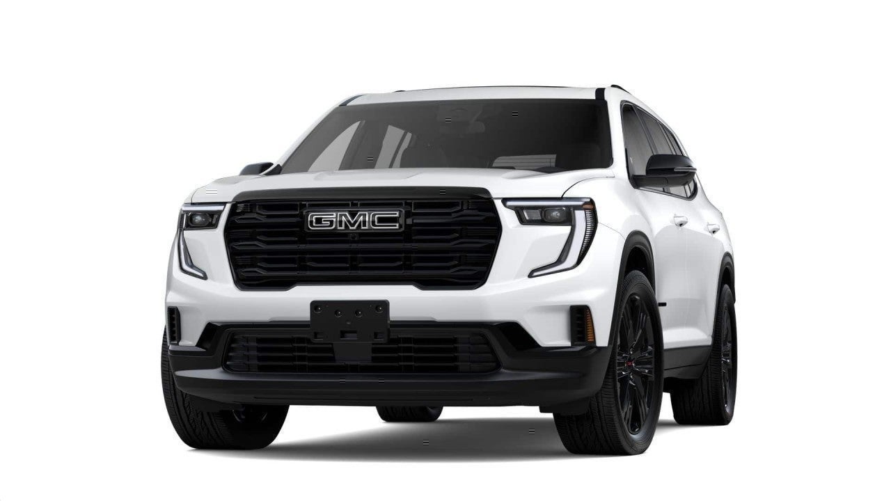 2026 GMC Acadia Elevation in Summit White — front three-quarter view