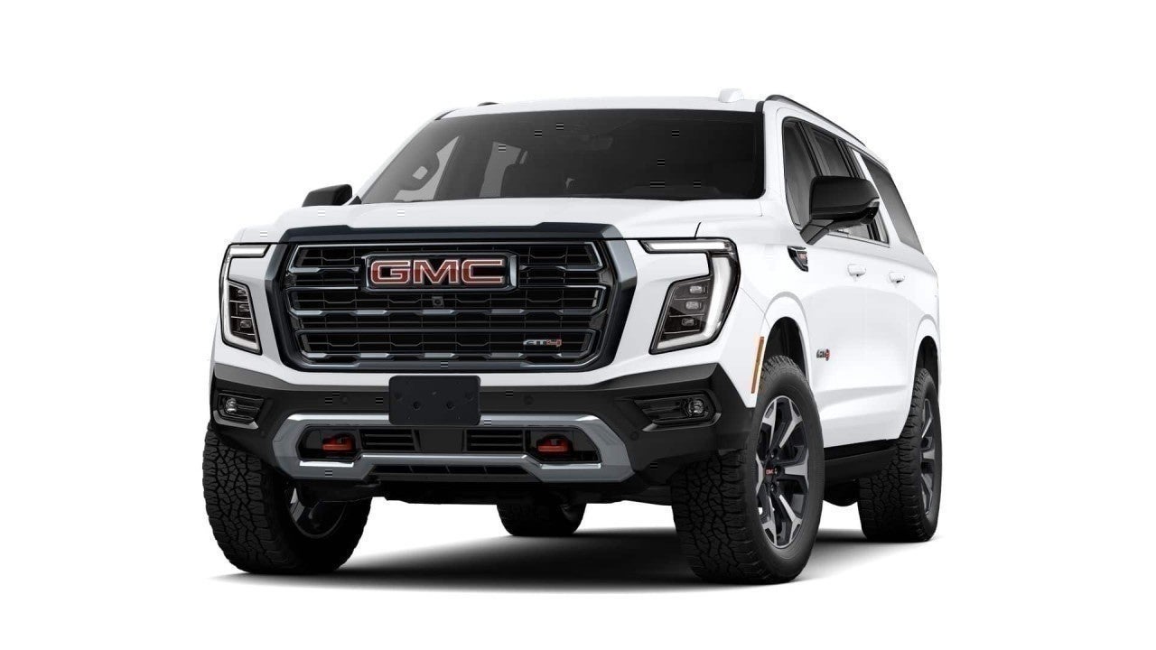2026 GMC Yukon XL AT4 in Summit White — front three-quarter view