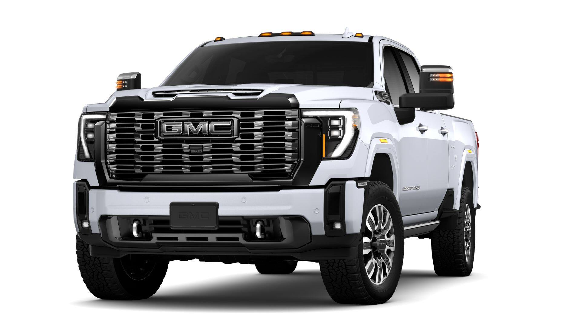 2026 GMC Sierra 2500 HD Denali Ultimate in Glacier White Tricoat — front three-quarter view