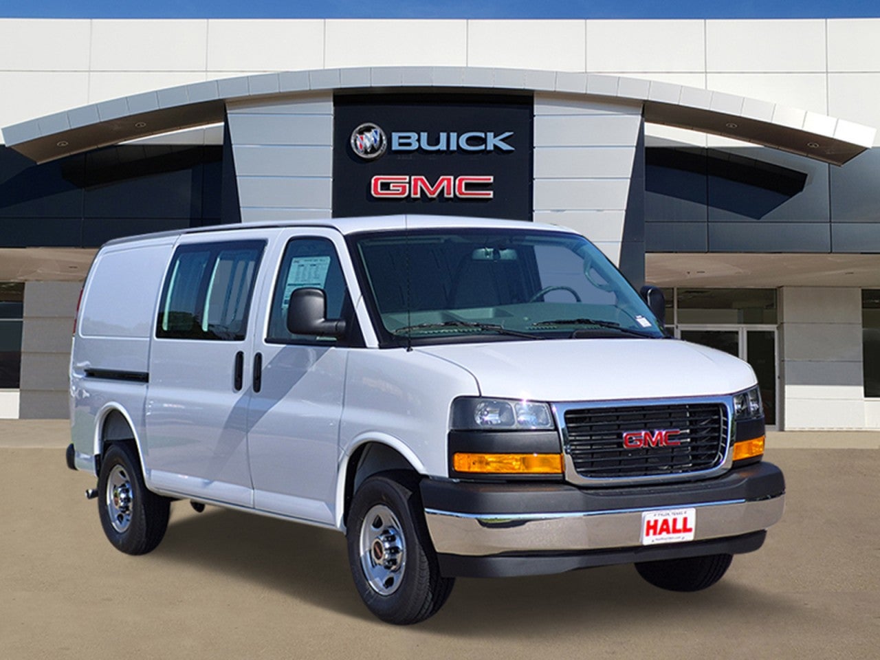 2026 GMC Savana Cargo Work Van in Summit White — front three-quarter view
