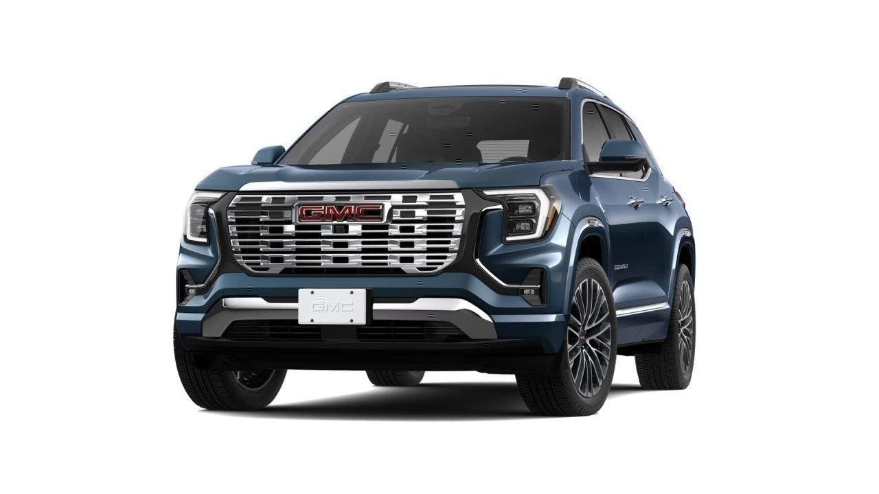 2026 GMC Terrain Denali in Downpour Metallic — front three-quarter view